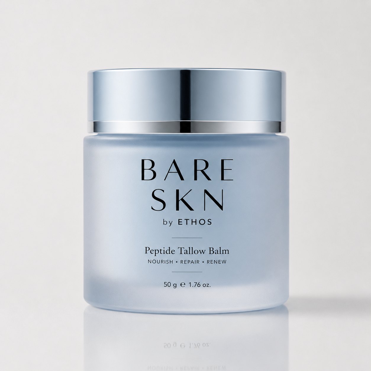 BARE SKN Peptide Tallow Balm 50 g frosted blue glass jar
